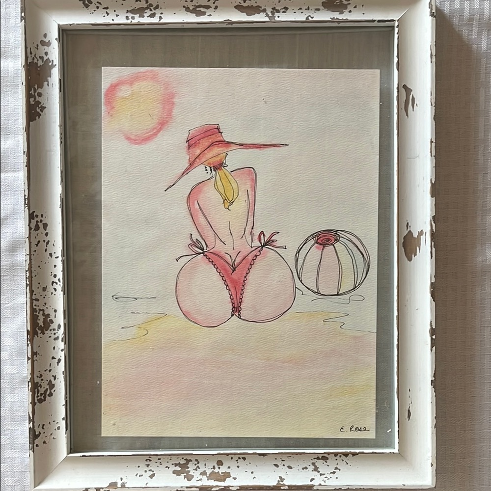 Framed Art Print with Pink and White Accents